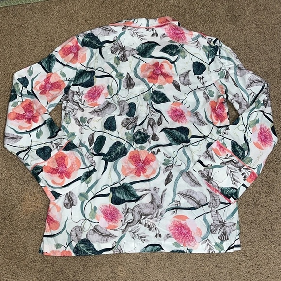 Anthropologie Malin Gyllensvaan Magnolia Flannel Pajama Sleep Pant Top Set M - Picture 5 of 10